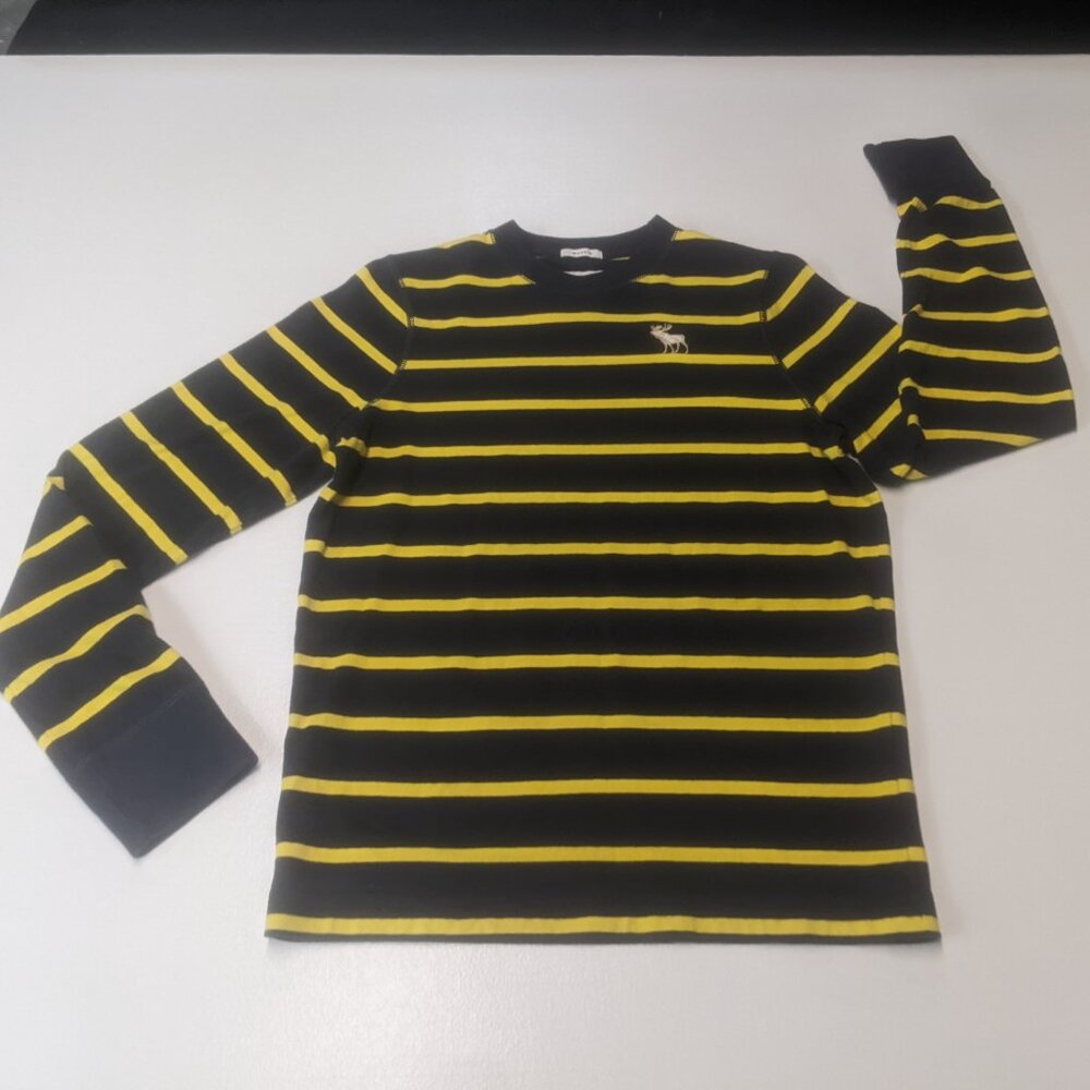 Abercrombie Kids Size XL Long Sleeved Striped Tee Navy/Yellow